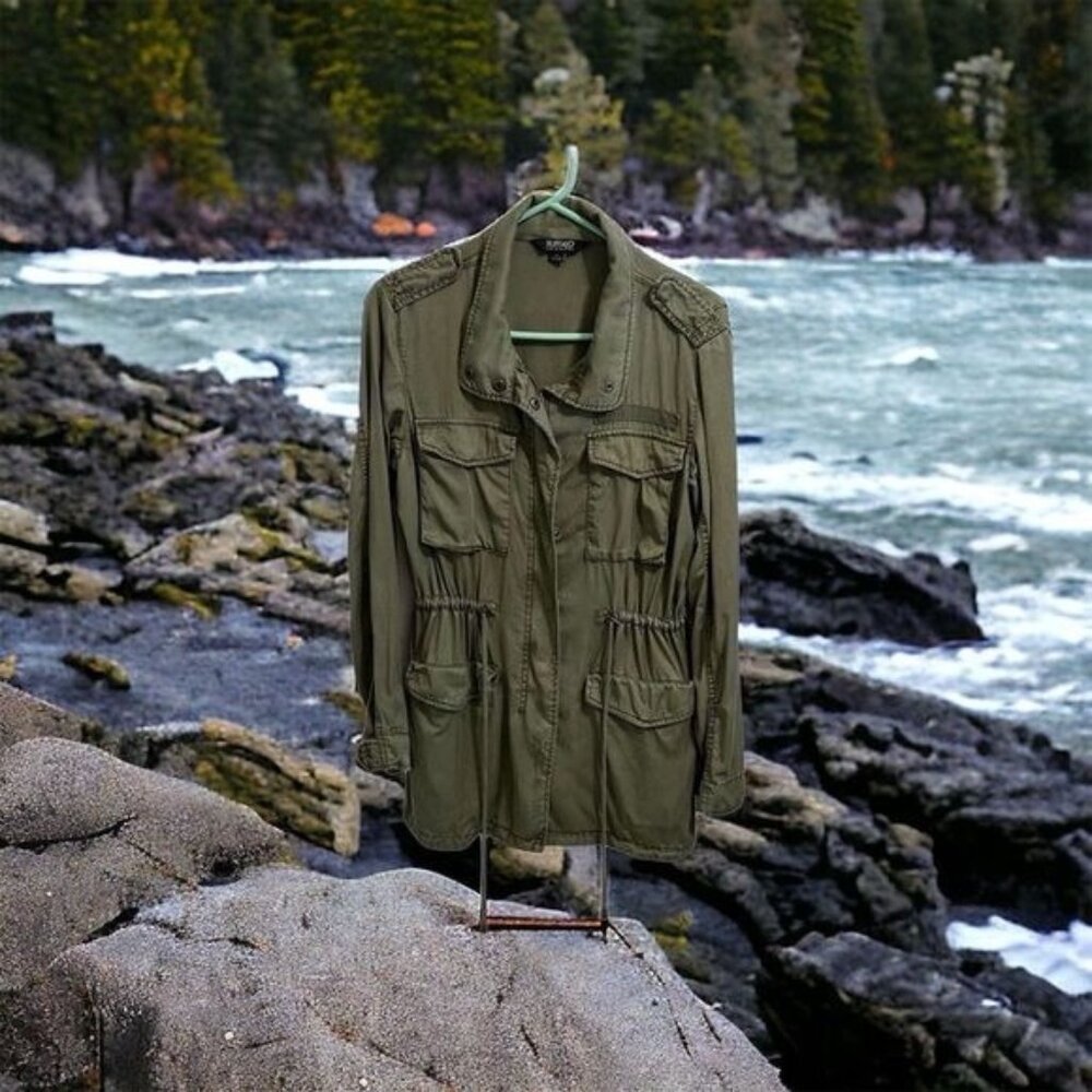 Buffalo David Bitton Utility Cargo Jacket Military Green Gorpcore Streetwear S